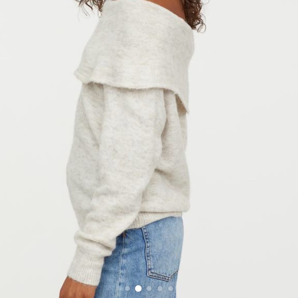H and m cream foldover off the shoulder sweater